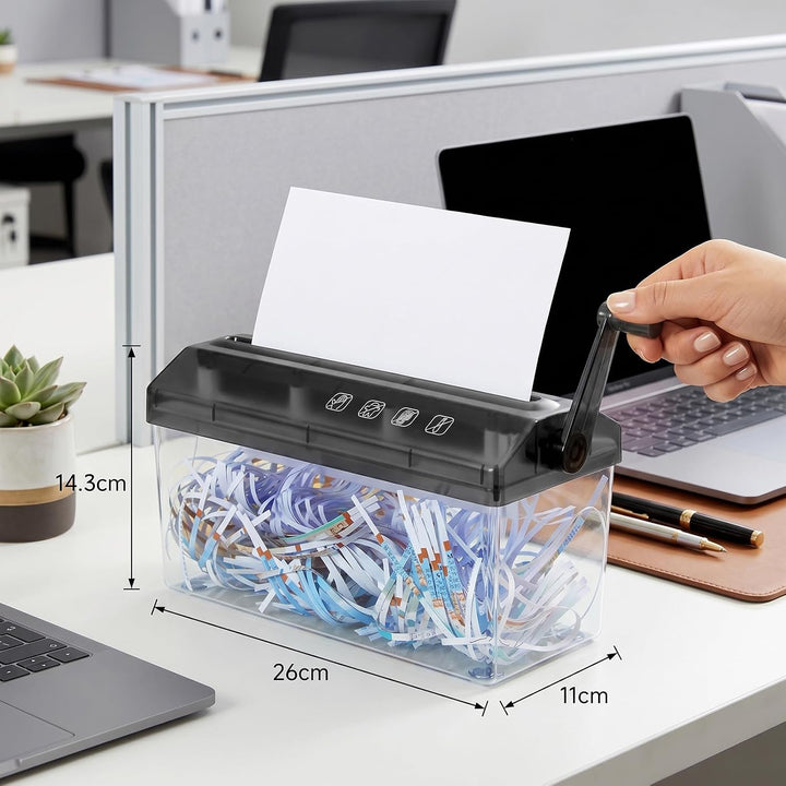 Yuragim Manueller Aktenvernichter A4 mit Kurbel, Kompakter Hand Papierschredder für Büro Zuhause Sch