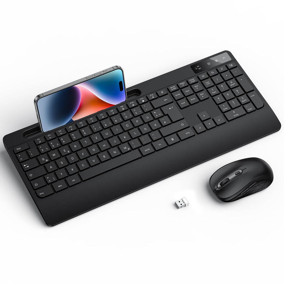 Tastatur Maus Set Kabellos - OMOTON Ergonomische Kabellos Tastatur QWERTZ Deutsche Mit Handgelenkauf
