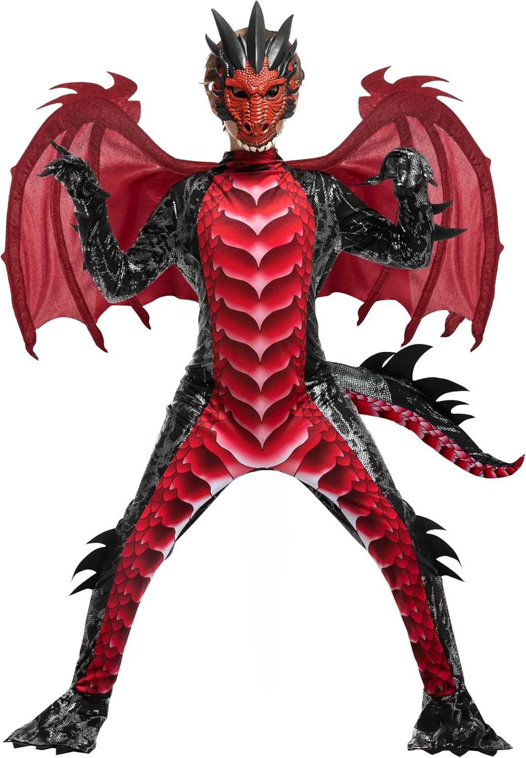 Spooktacular Creations Kind Jungen Drachenkostüm, Drachenflügel und Maske, Halloweenanzug Drachenanz