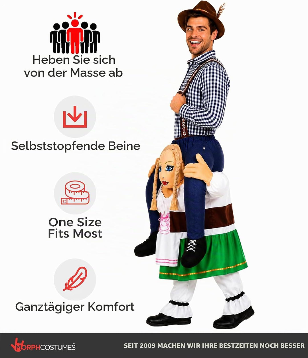 Morph MCPBGB Huckepack Kostüm Costumes, Oktoberfest, Einheitsgrösse, Oktoberfest