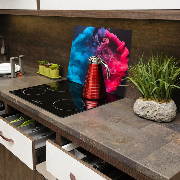 SmartDecoration Herdabdeckplatte Ceranfeldabdeckung aus Glas 60x52 cm Einteilig Motiv "Abstrakte " B