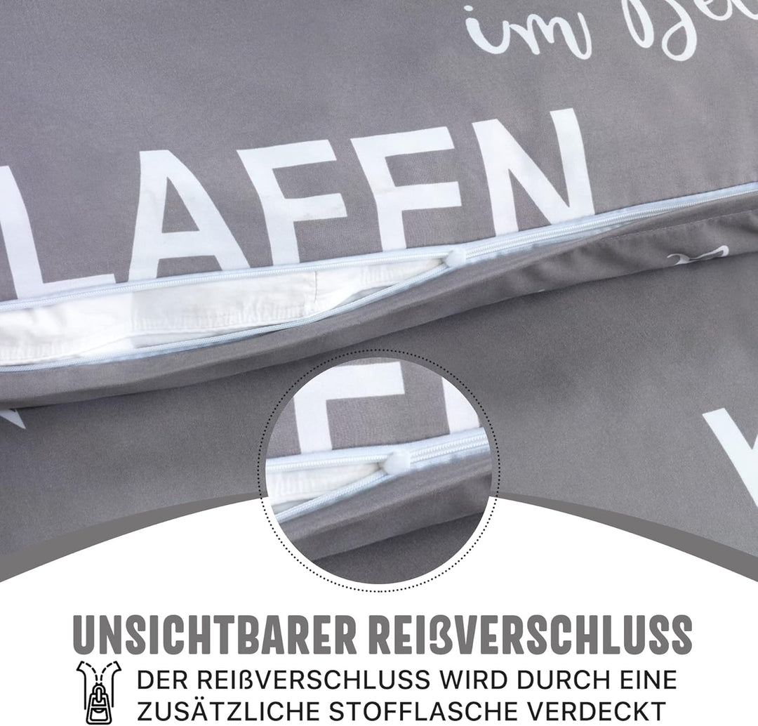FELLANO 4 teilig Bettwäsche 135x200 | Bettwäsche Set mit je 2 Bettbezügen 135 x 200 & Kissenbezügen