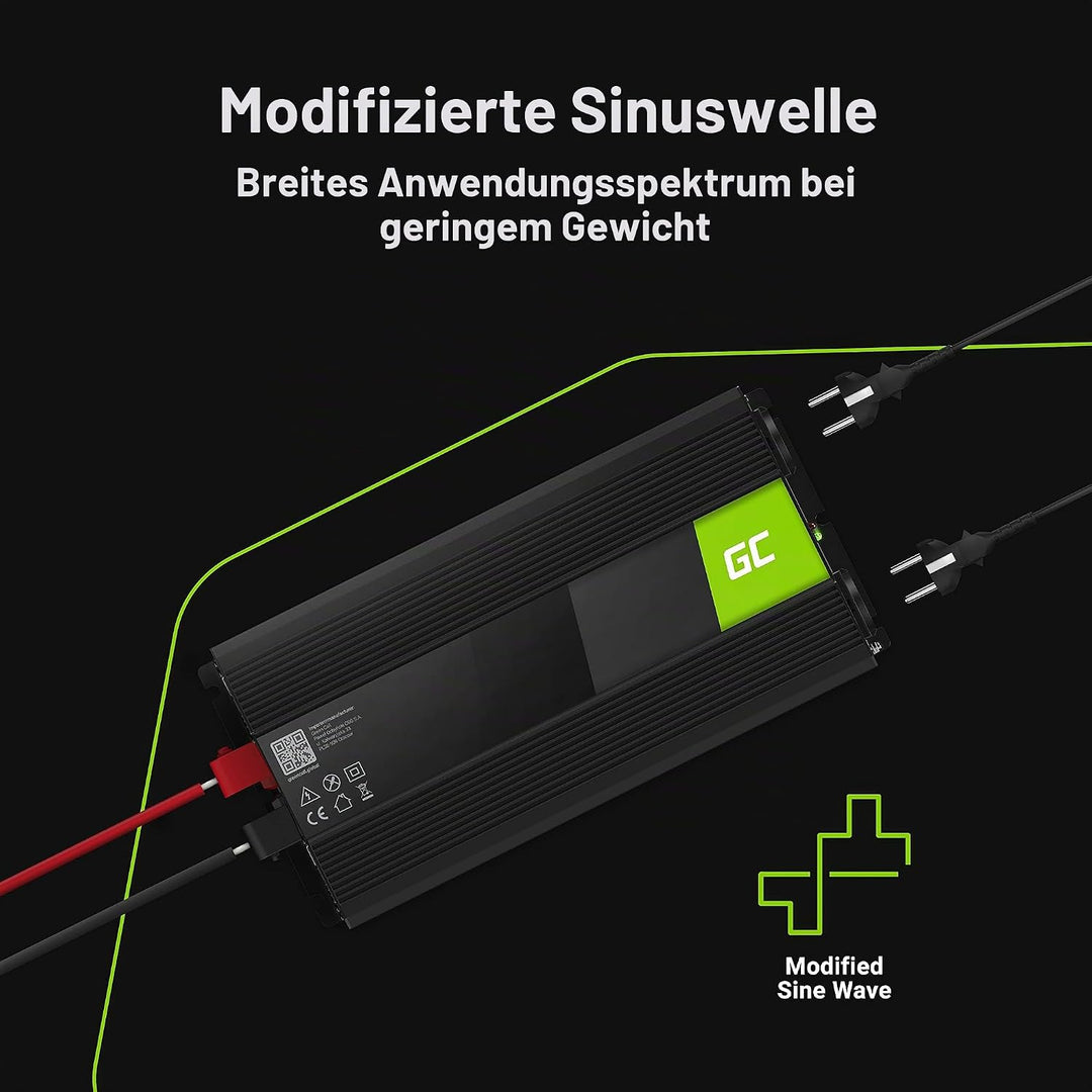 Green Cell 1500W/3000W 24V auf 230V Volt kfz Spannungswandler Wechselrichter Power Solar Inverter DC