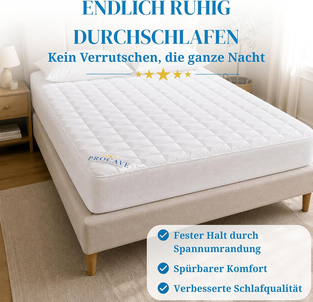 PROCAVE Micro-Comfort Matratzen-Bett-Schoner weiss 80x200 cm mit Spannumrandung | Höhe bis 30cm | Au