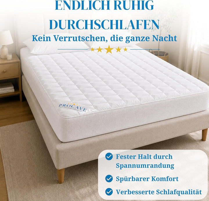 PROCAVE Micro-Comfort Matratzen-Bett-Schoner weiss 80x200 cm mit Spannumrandung | Höhe bis 30cm | Au