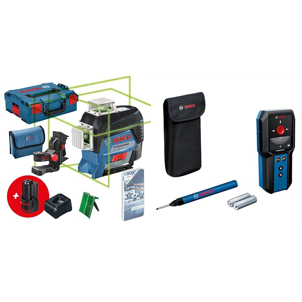 Bosch Professional 12V System Linienlaser GLL 3-80 CG (2x 12 V, Ladegerät, grüner Laser, App, Univer