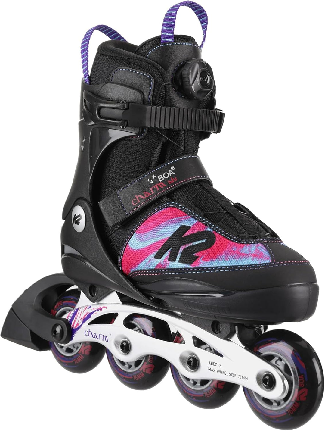 K2 Skates Mädchen Inline Skates CHARM BOA ALU, black - pink, 30F0120 black - pink M (EU: 32-37 / UK: