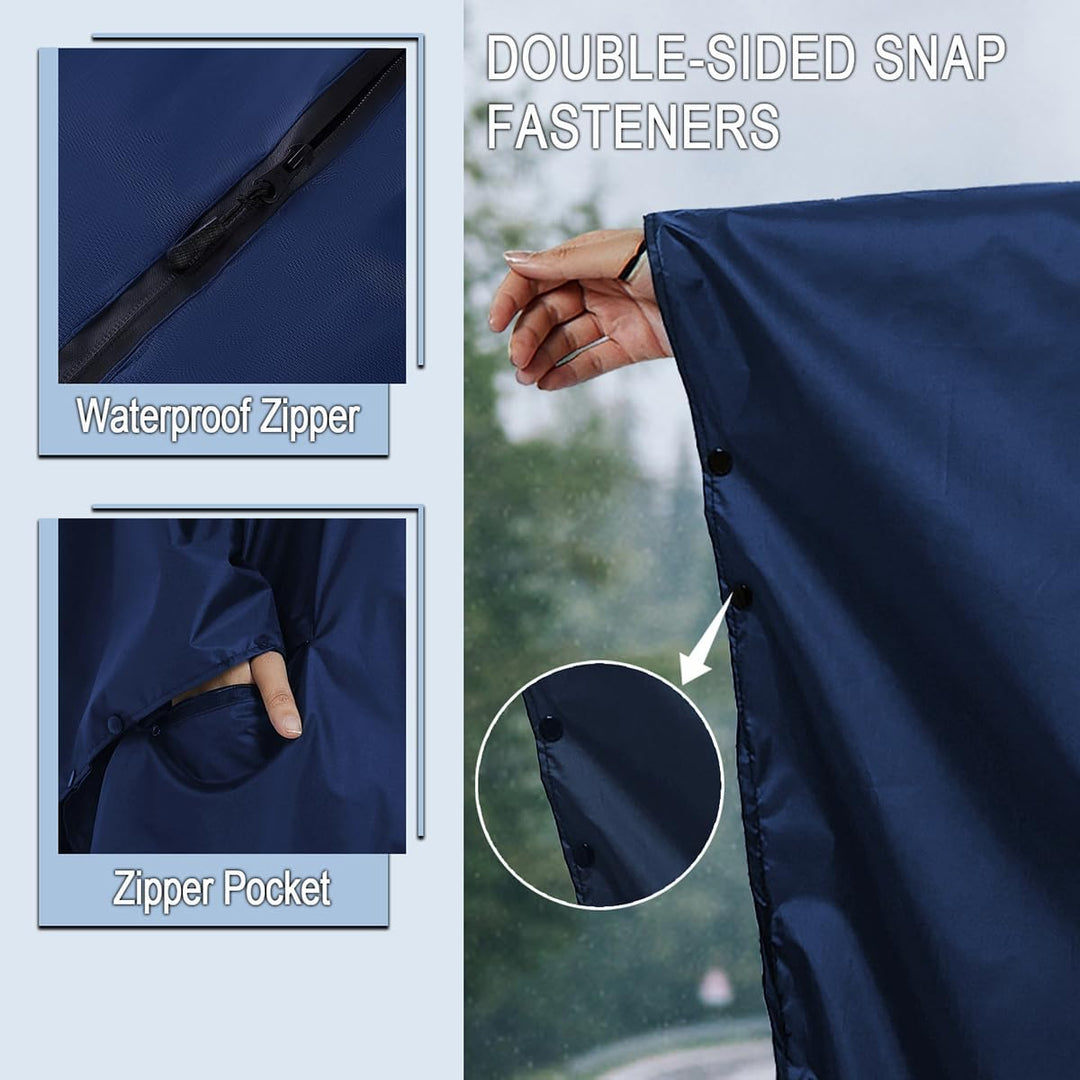 COLFEZY Crozylife Einheitsgrösse Unisex Wasserdichter Regenponcho mit Kapuze und Taschen Leichter tr