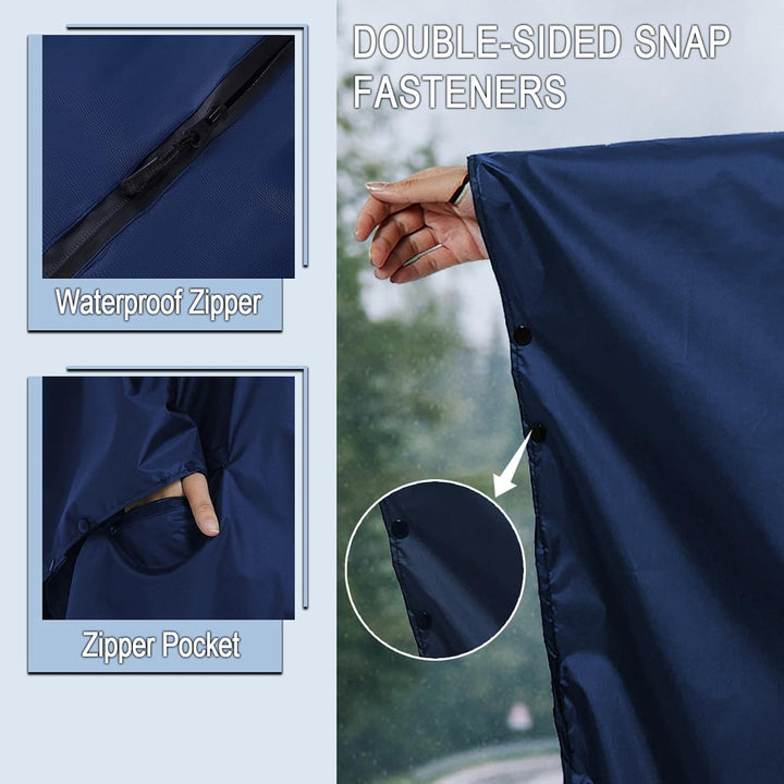 COLFEZY Crozylife Einheitsgrösse Unisex Wasserdichter Regenponcho mit Kapuze und Taschen Leichter tr
