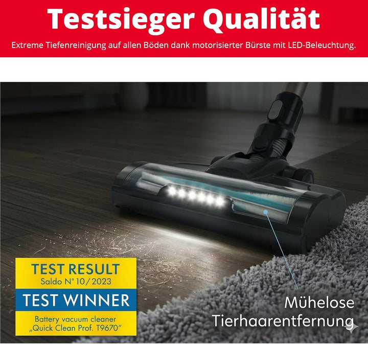 Trisa Akku Staubsauger Kabellos 600W, 200 Air Watts Saugkraft, 80 Min Laufzeit, Automatische Bodener