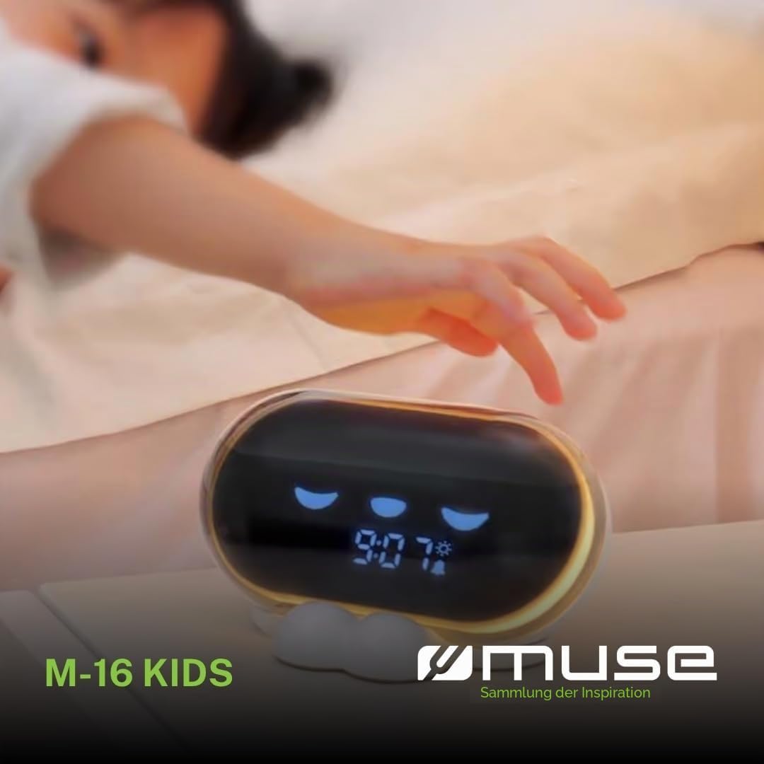 MUSE Kinder-Wecker mit LED-Display, USB-C, Schlaf-/Wachmodus &amp; Nachtlicht