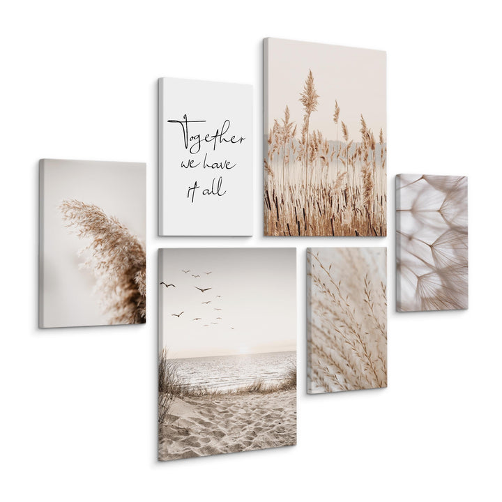 Muralo - Wandbilder Set - Leinwand Bilder Set Aufhängefertig in Boho Stil - das Leinwandbilder Set -