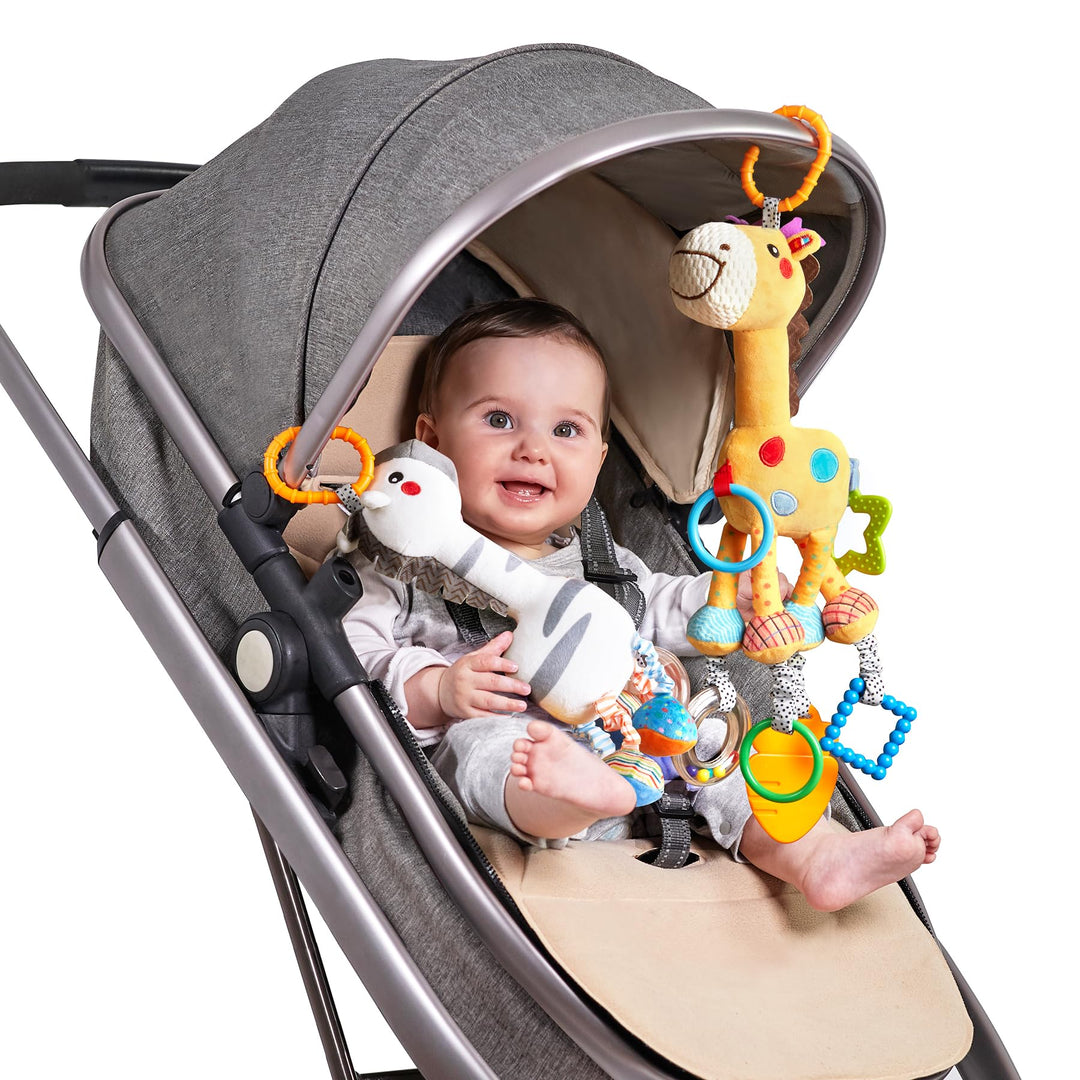 Activity Spieltier Giraffe – Baby Motorikspielzeug für Kinderwagen, Kinderbett und Babyschale zum Gr