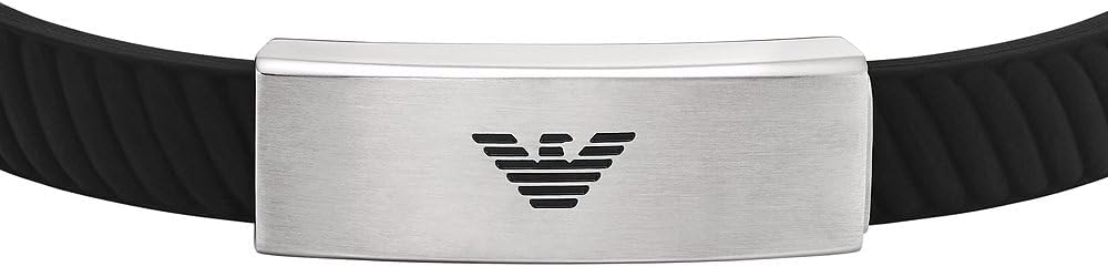 EMPORIO ARMANI Armband für Männer, Edelstahl-ID-Armband, Länge: 185-195mm, Breite: 30mm, Höhe: 9mm,