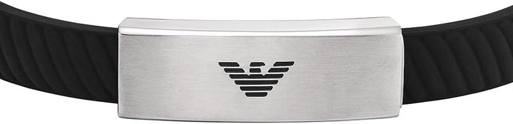 EMPORIO ARMANI Armband für Männer, Edelstahl-ID-Armband, Länge: 185-195mm, Breite: 30mm, Höhe: 9mm,