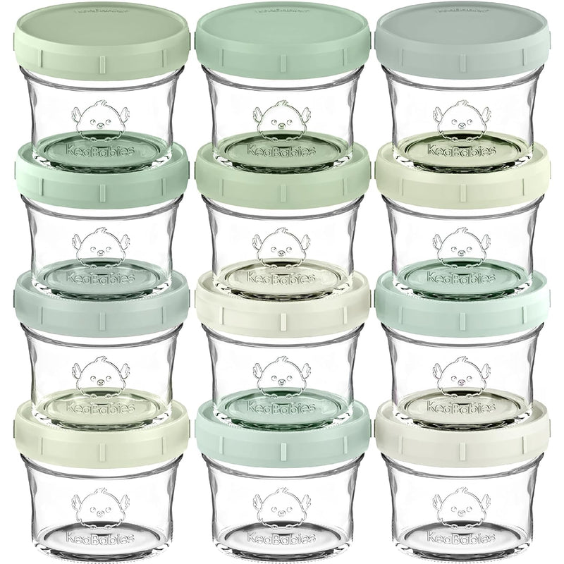 12-Pack Babybrei Einfrieren Behälter Glas - Beikost Baby Zubehör, Mikrowellen Babybrei Behälter, Lec