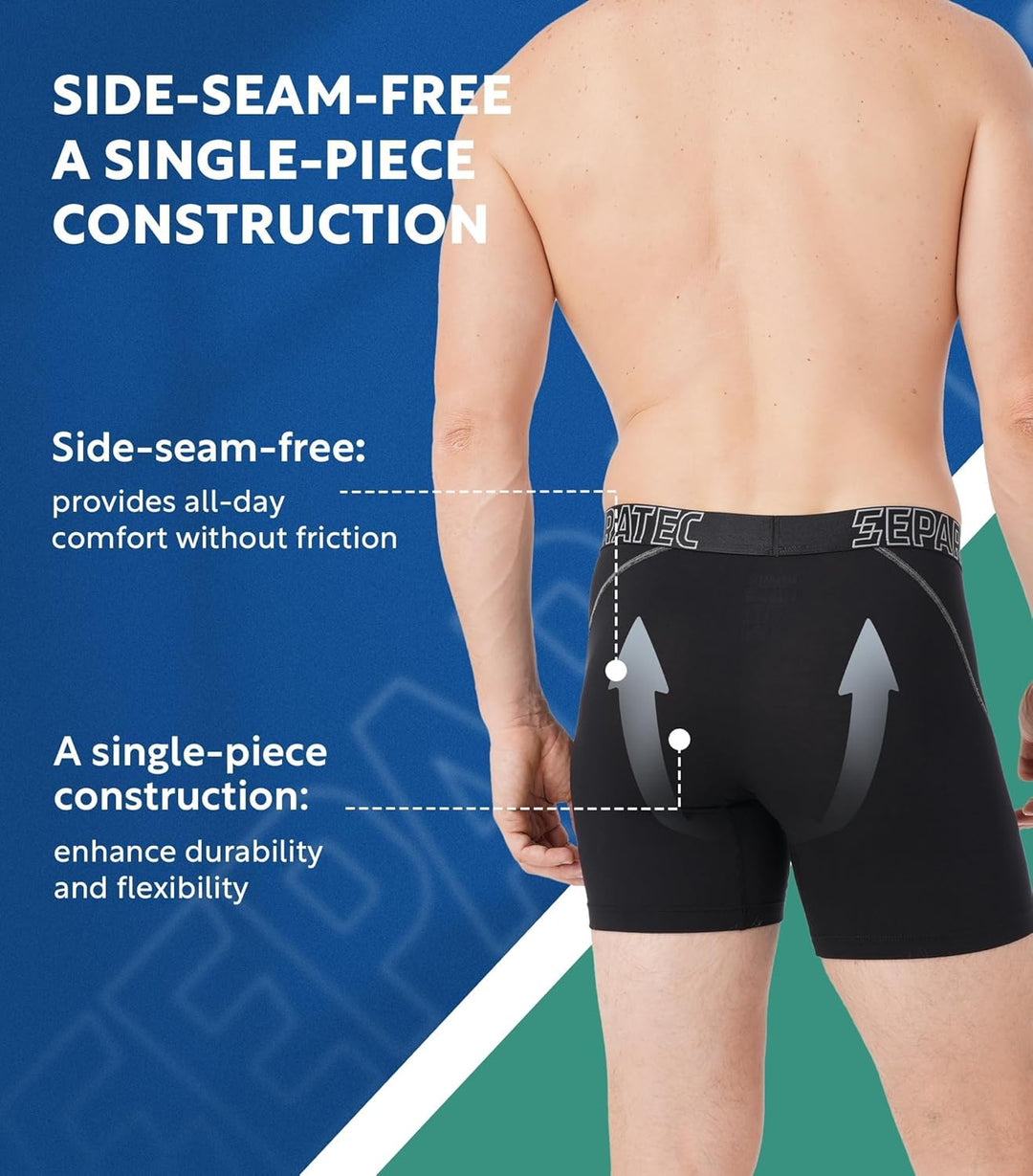 Separatec Herren Boxershorts Glattes Bambus Rayon mit getrennten Beuteln Unterwäsche 3er Pack Boxers
