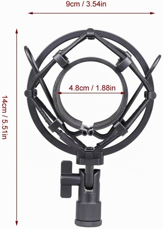 Koolertron Universal-Mikrofonspinne, für Kondensator-Mikrofone 50 mm schwarz, Schwarz