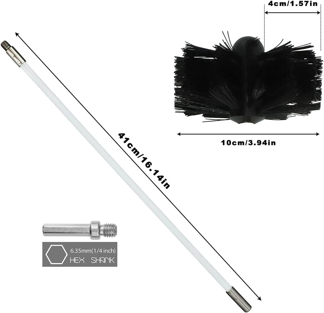 Kaminbürste Stange Set, Ofenrohrbürste Reinigungsset enthält 9 flexible Stangen, 1 Bürstenkopf und 1