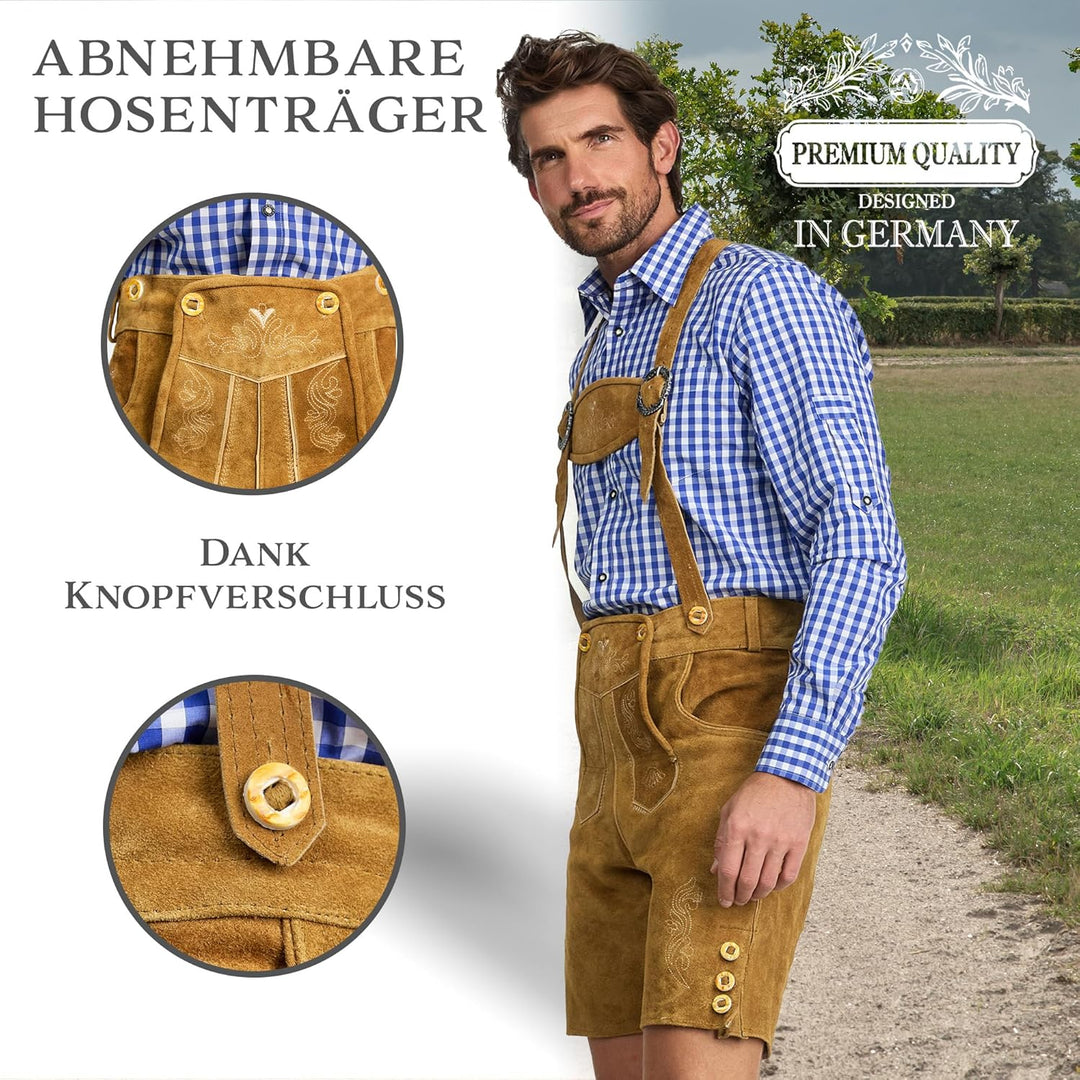 Steigenhöfer Manufaktur - Echtledertrachtenhose mit Trägern - Für Oktoberfest, Feierlichkeiten und E