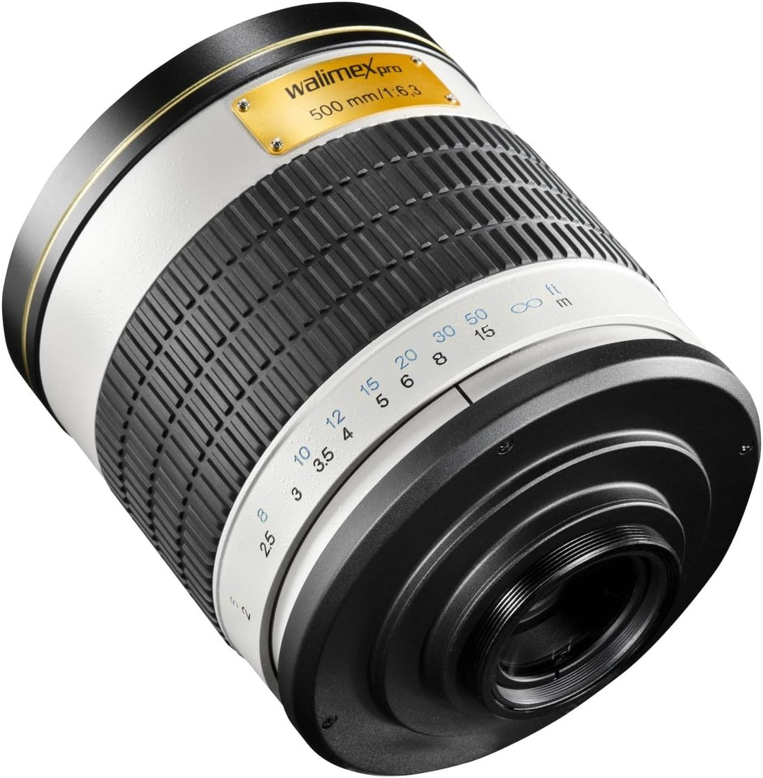 Walimex Pro 500mm 1:6,3 CSC Spiegel-Teleobjektiv für Micro Four Thirds Objektivbajonett weiss (manue