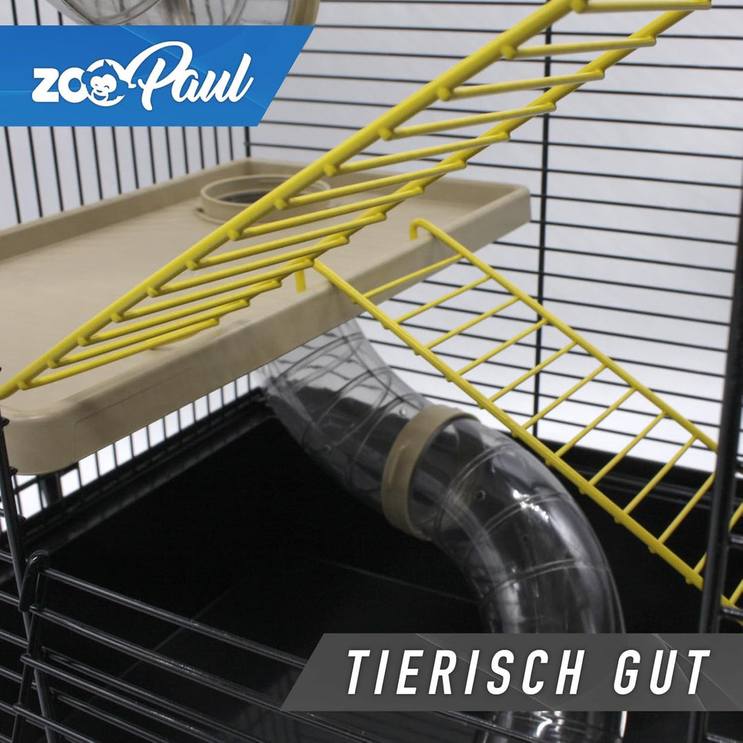 ZooPaul XXL Nagerkäfig Hamsterkäfig schwarz beige Maus Käfig Tunnelsystem Zubehör, schwarz beige