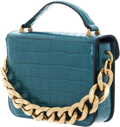 Guess Damen Retour Mini-griffklappe Schulranzen, Tragegriff Oben, Crossbody Blaugrün, Blaugrün