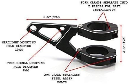 Alchemy Parts Schwarz Motorrad Scheinwerfer Halterungen Passend für 34-35mm Gabel - CNC Bearbeitet
