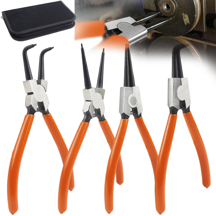 TUZHE Sprengringzangen Set 4tlg 7.1"/180mm, Sicherungsringzange Set mit Tasche, Sprengringzange für