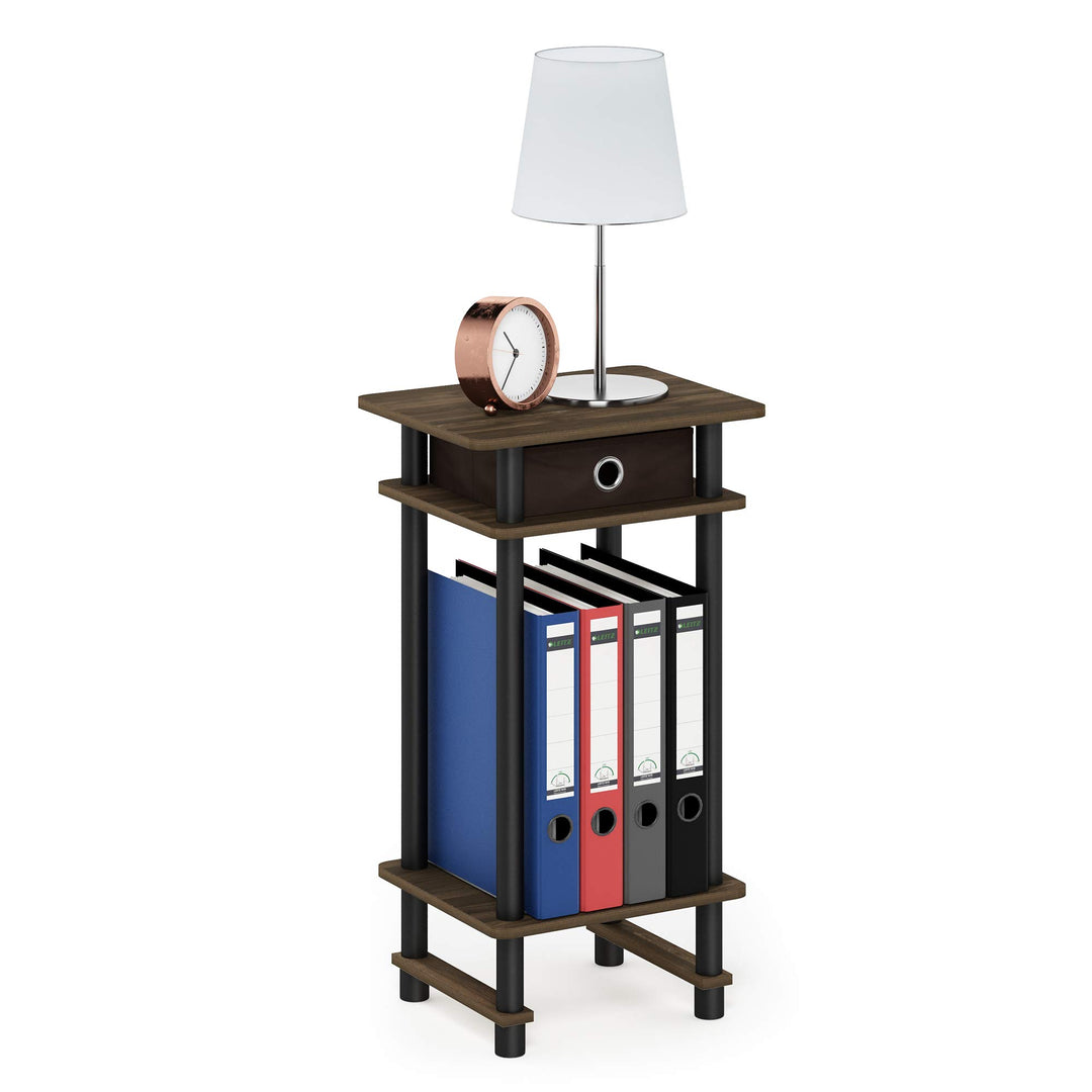 Furinno Hoher Beistelltisch mit Einschüben, Holz, Columbia Walnuss/Schwarz/Dunkelbraun, 29.49 x 39.5