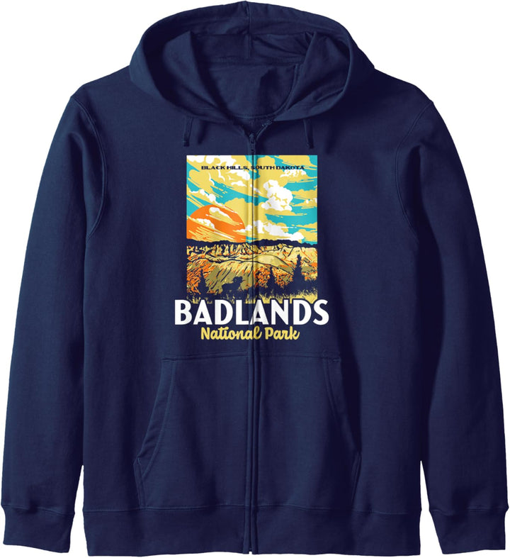 Retro Badlands National Park South Dakota WPA Style Vintage Kapuzenjacke