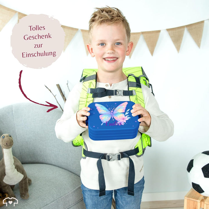 Kinder Bento Box Midi Lunchbox für Mepal Bentobox - Brotbox Schmetterling Schulkind Geschenk mit Nam