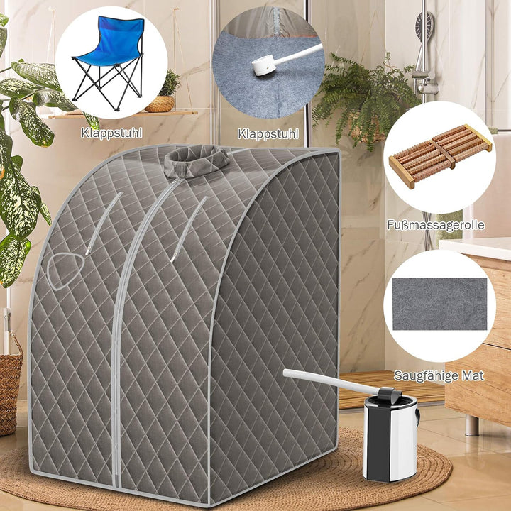 COSTWAY 3L Mini Dampfsauna mit Zerstäubungsfunktion, Heimsauna mit Fernbedienung, Wärmekabine mit ei