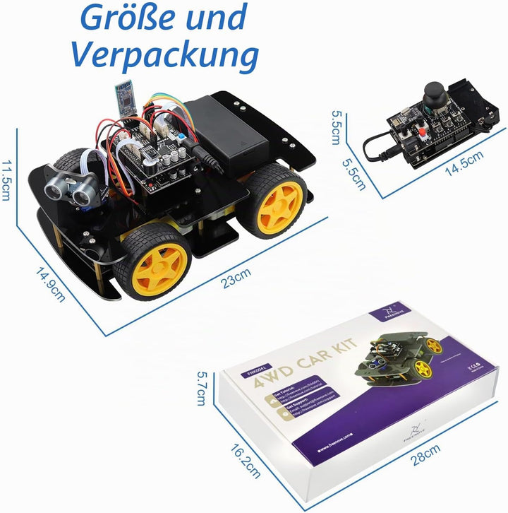 FREENOVE 4WD Car Kit with RF Remote (Compatible with Arduino IDE), Line Tracking, Obstacle Avoidance