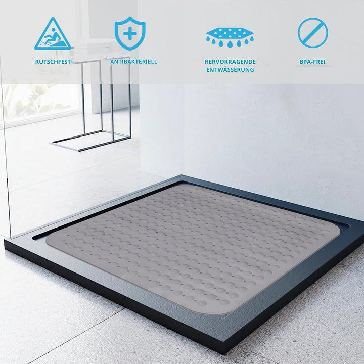 Duschmatte rutschfest 80x80 cm Gross | Dicke Antirutschmatte Dusche Quadratisch Schimmelresistent |