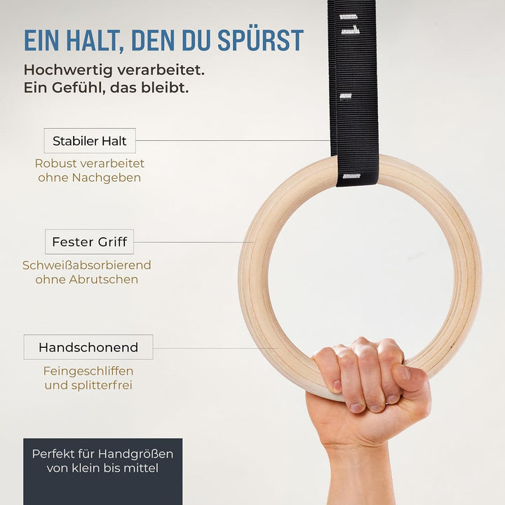 PULLUP &amp; DIP Premium Turnringe Holz, Gym Rings Gymnastikringe, Turnerringe für Calisthenics, Breite