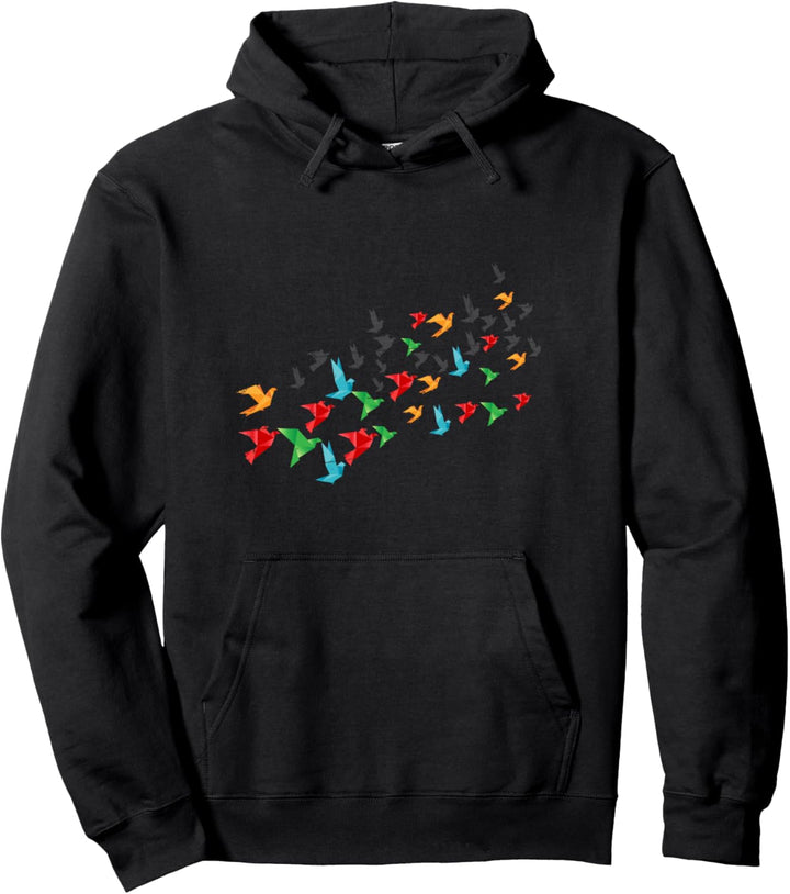 Bunter Papier Kranich Faltkunst Hobby Geschenk Origami Pullover Hoodie
