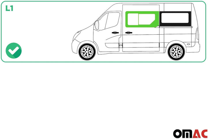 Seitenfenster Schiebefenster kompatibel mit Renault Master 2010-2023 Schwarz Links L1