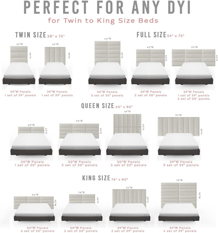 VANT Gepolsterte Kopfteile - Accent Wall Panels - 4er Packungen - Einfach Installieren - König Zwill