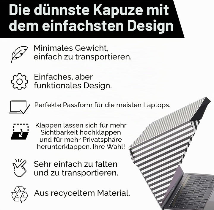Philbert Design - Sonnenblende und Privatsphäre - Slim Safety Hood für 15”/16” Laptops. Hitzeschutz,