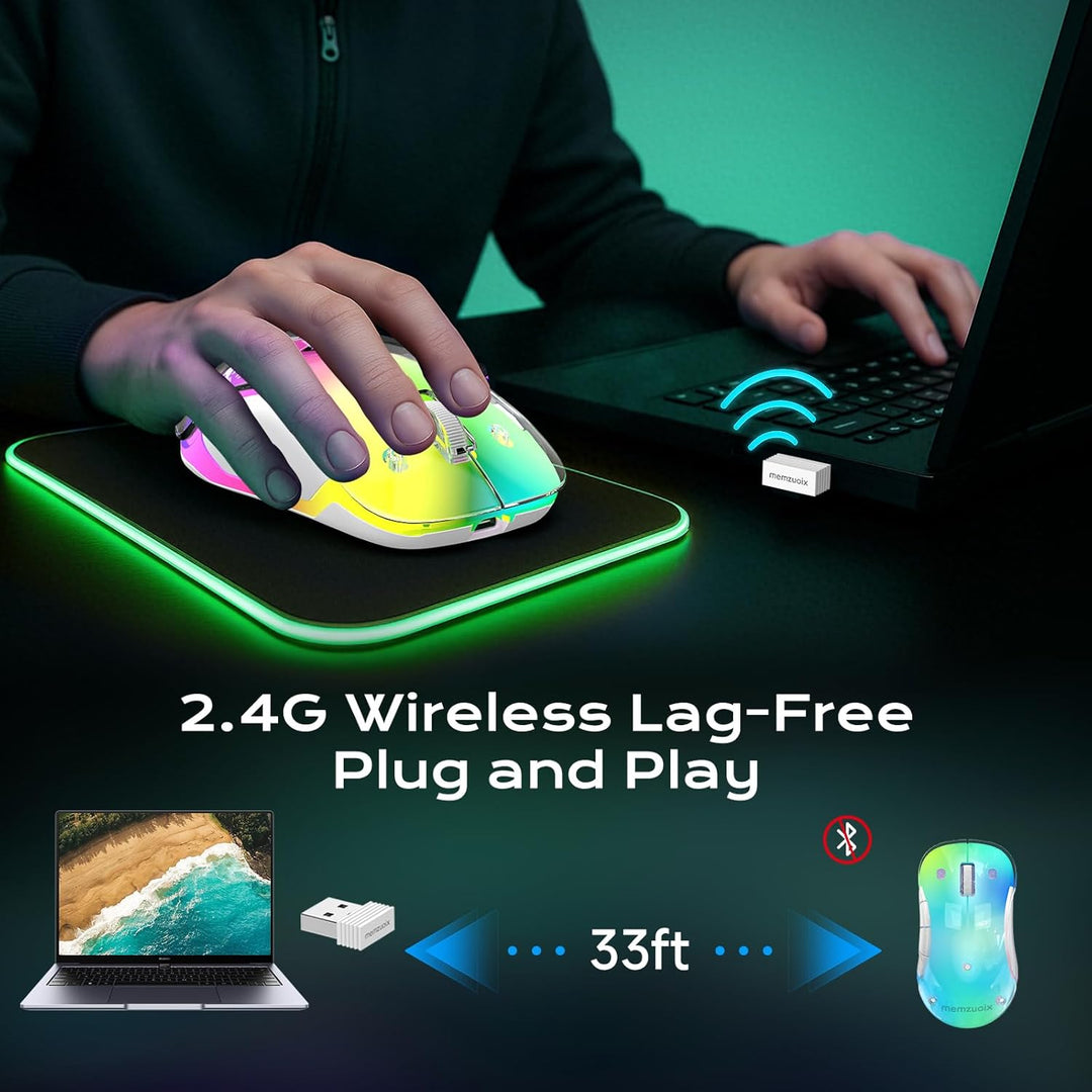 memzuoix LED Kabellose Maus – Wiederaufladbare 2.4G Optische Maus mit Magnetischer Abdeckung, Sanfte