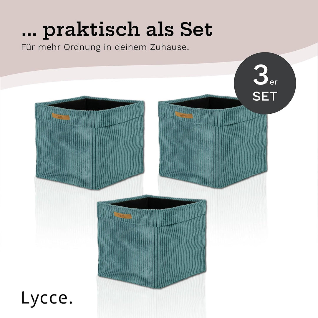 Kallax Box Cord | Aufbewahrungskorb für Kallax Regal | Faltbox 33 x 33 x H31 cm (türkis, 3er Set) Tü