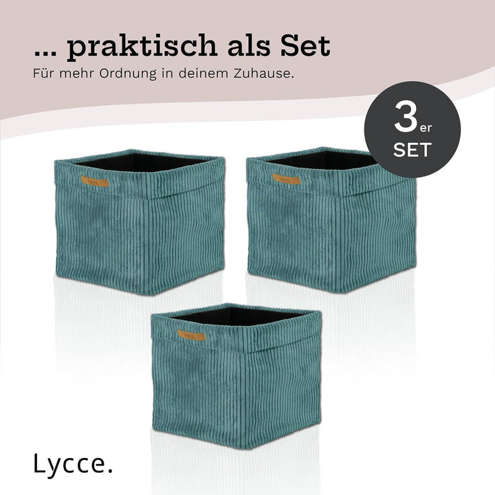 Kallax Box Cord | Aufbewahrungskorb für Kallax Regal | Faltbox 33 x 33 x H31 cm (türkis, 3er Set) Tü