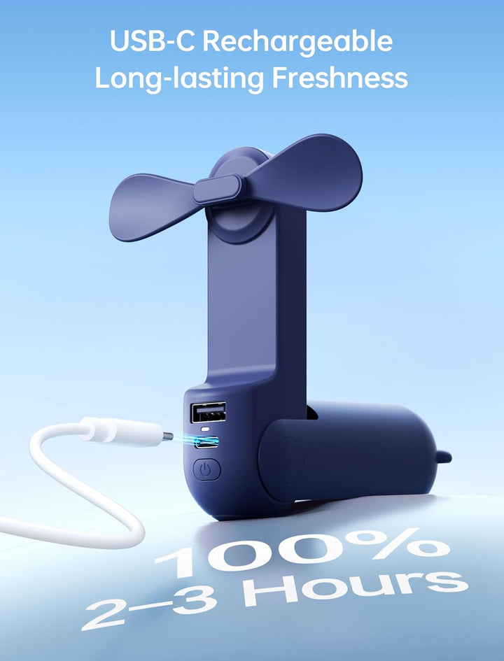JISULIFE Mini Handventilator, 3-in-1 Handventilator, wiederaufladbarer USB [12–19 Betriebsstunden] m