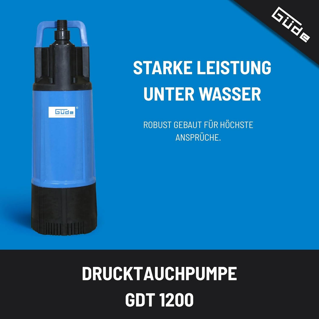 Güde Drucktauchpumpe GDT 1200 (1200 W, Fördervolumen: 6000 l/h, max. Förderhöhe: 40 m, max. Eintauch