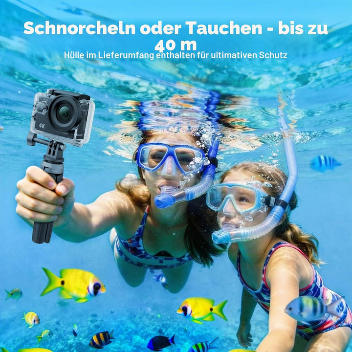 AKASO Action Cam,4K30FPS 20MP WiFi Unterwasserkamera 170°Ultra Weitwinkel Full HD Action Kamera mit