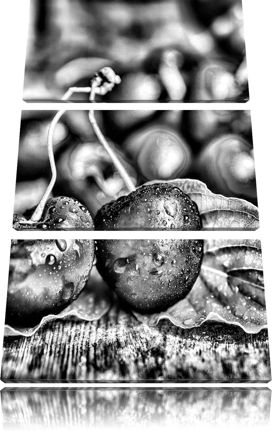 Pixxprint Kirschen als Leinwandbild/Grösse: 3 Teilig (120x80) cm/Wandbild/Kunstdruck/fertig bespannt