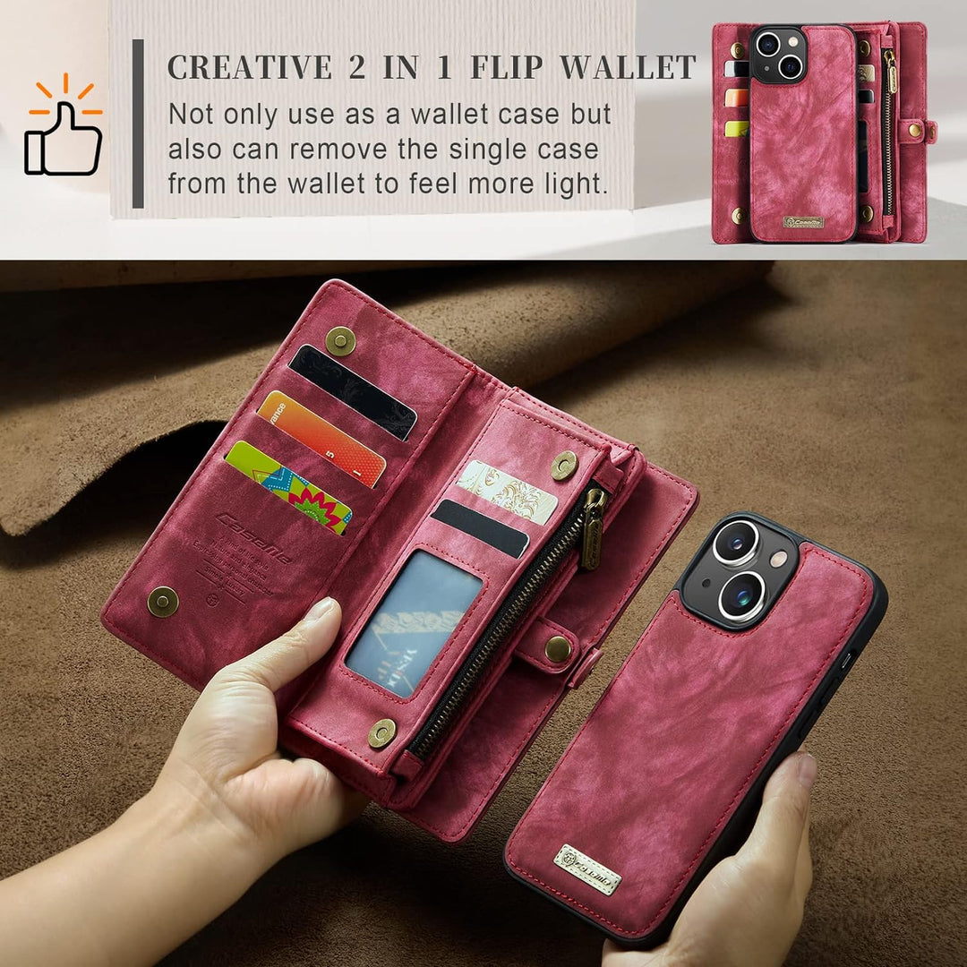 UFinetech iPhone 14 Hülle, Flip Leder TPU Stossfeste Kartenfach Tasche Handyhülle iPhone 14 (6,1 Zol