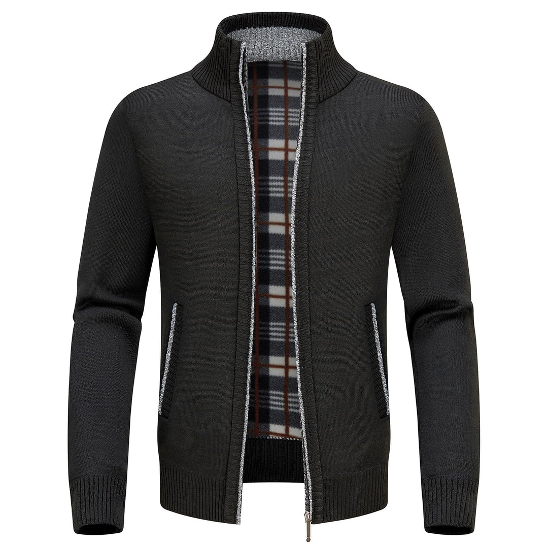 KUDORO Strickjacke Herren Cardigan Trachtenjacke mit Reissverschluss Gestrickt Wintermantel Strickja