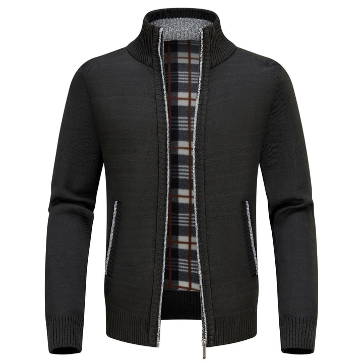 KUDORO Strickjacke Herren Cardigan Trachtenjacke mit Reissverschluss Gestrickt Wintermantel Strickja